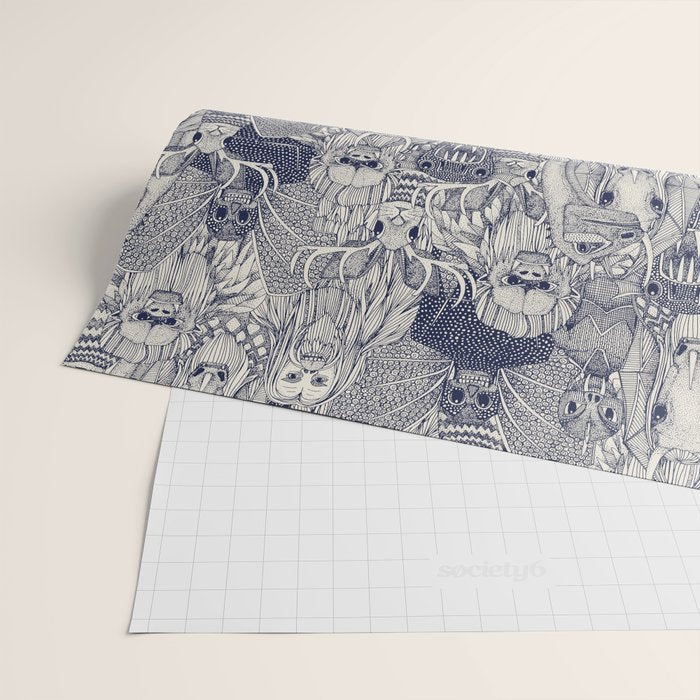 cryptid crowd blue off white Wrapping Paper Gallery Image 2