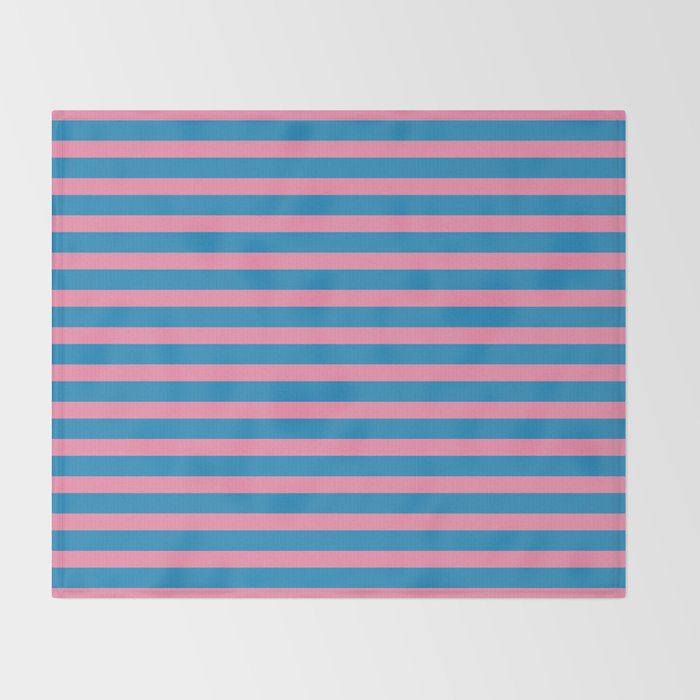 Fun Stripes Pink and Blue Narrow Retro Contemporary Stripe Pattern Throw Blanket Gallery Image 2