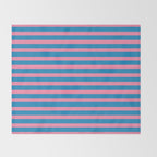 Fun Stripes Pink and Blue Narrow Retro Contemporary Stripe Pattern Throw Blanket Gallery Image 2