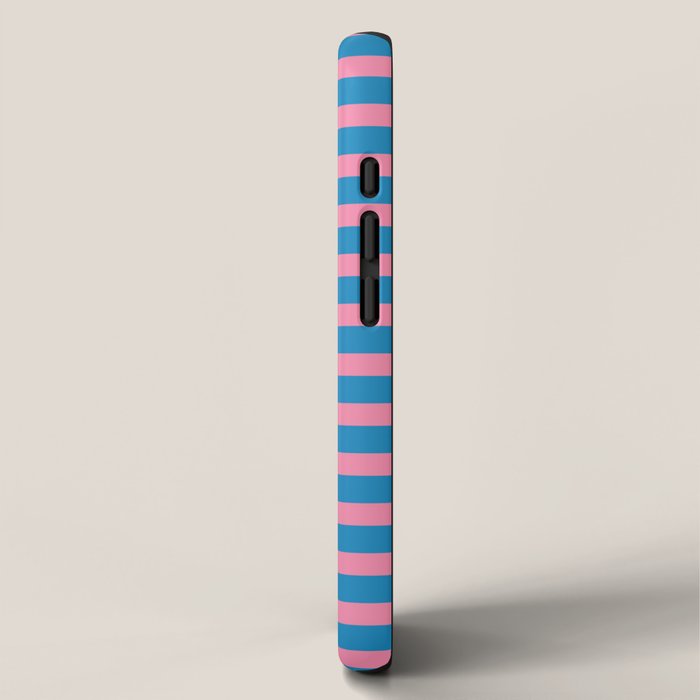Fun Stripes Pink and Blue Narrow Retro Contemporary Stripe Pattern iPhone Case Gallery Image 2