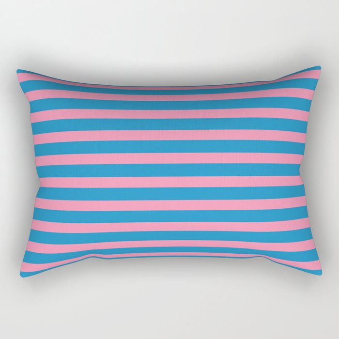 Fun Stripes Pink and Blue Narrow Retro Contemporary Stripe Pattern Rectangular Pillow Gallery Image 1