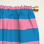 Fun Stripes Pink and Blue Narrow Retro Contemporary Stripe Pattern Window Curtain Gallery Image 2