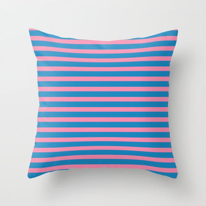 Fun Stripes Pink and Blue Narrow Retro Contemporary Stripe Pattern Throw Pillow Gallery Image 6