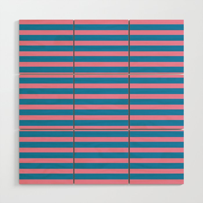 Fun Stripes Pink and Blue Narrow Retro Contemporary Stripe Pattern Wood Wall Art Gallery Image 1
