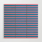 Fun Stripes Pink and Blue Narrow Retro Contemporary Stripe Pattern Wood Wall Art Gallery Image 1