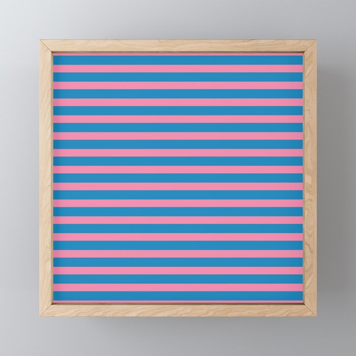Fun Stripes Pink and Blue Narrow Retro Contemporary Stripe Pattern Mini Art Print Gallery Image 1