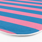 Fun Stripes Pink and Blue Narrow Retro Contemporary Stripe Pattern Bath Mat Gallery Image 3