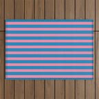 Fun Stripes Pink and Blue Narrow Retro Contemporary Stripe Pattern Outdoor Rug Gallery Image 1