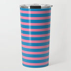 Fun Stripes Pink and Blue Narrow Retro Contemporary Stripe Pattern Travel Mug Gallery Image 1