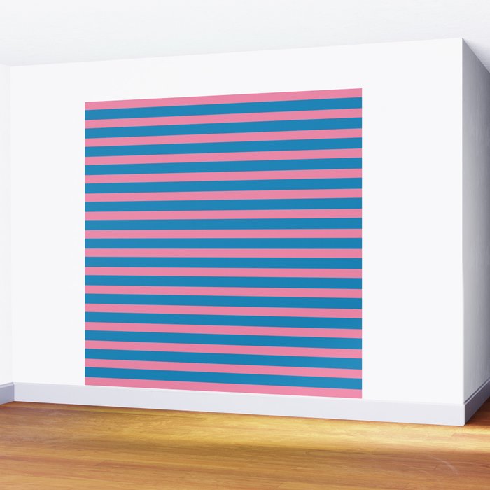 Fun Stripes Pink and Blue Narrow Retro Contemporary Stripe Pattern Wall Mural Gallery Image 2