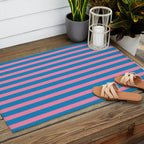 Fun Stripes Pink and Blue Narrow Retro Contemporary Stripe Pattern Outdoor Rug Gallery Image 2