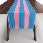 Fun Stripes Pink and Blue Narrow Retro Contemporary Stripe Pattern Table Runner Gallery Image 1