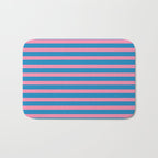 Fun Stripes Pink and Blue Narrow Retro Contemporary Stripe Pattern Bath Mat Gallery Image 1