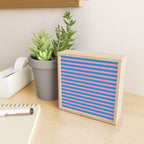 Fun Stripes Pink and Blue Narrow Retro Contemporary Stripe Pattern Mini Art Print Gallery Image 2