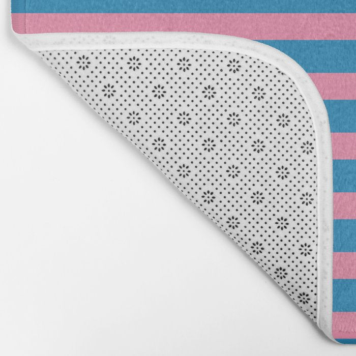 Fun Stripes Pink and Blue Narrow Retro Contemporary Stripe Pattern Bath Mat Gallery Image 2