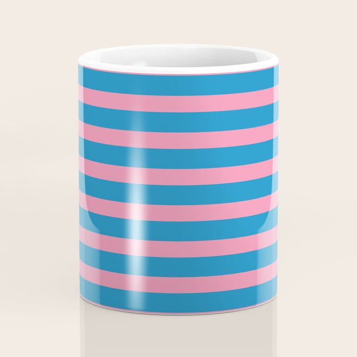 Fun Stripes Pink and Blue Narrow Retro Contemporary Stripe Pattern Coffee Mug Gallery Image 4