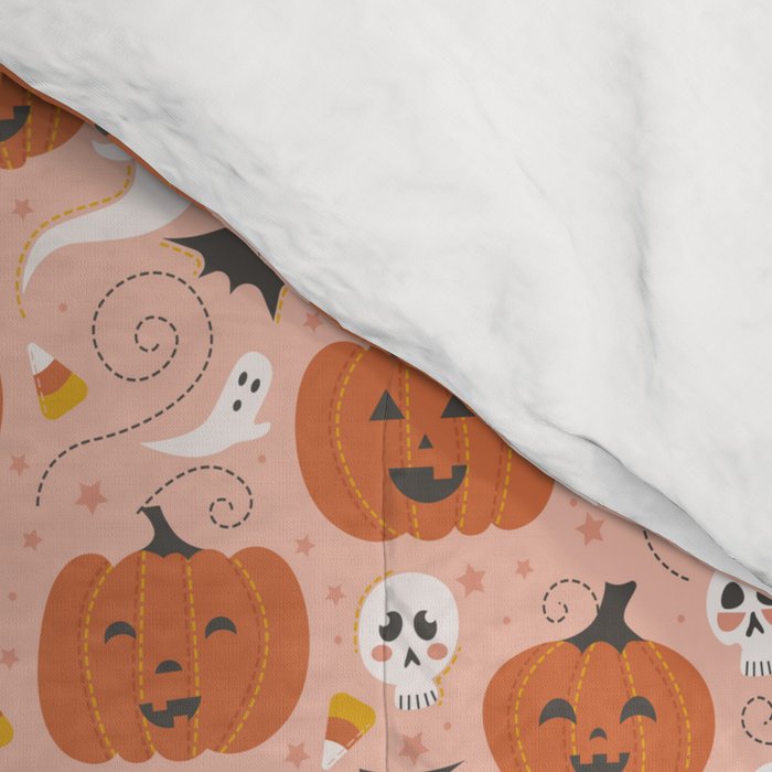 Pumpkin Party on Blush Pink Comforter Gallery Image 4