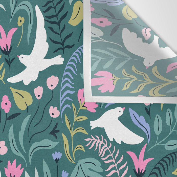 Garden and birds Wall Tapestry Gallery Image 3