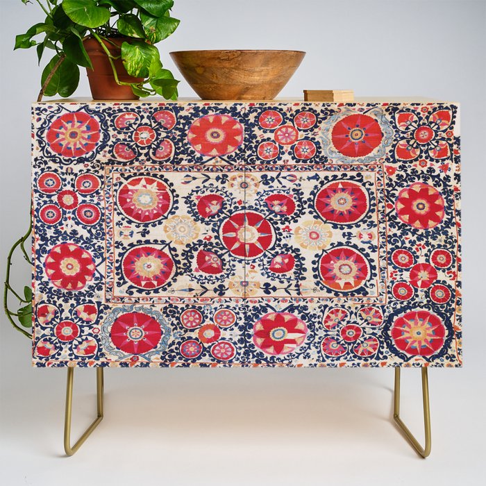 Shakhrisyabz Suzani Southwest Uzbekistan Embroidery Print Credenza Gallery Image 1