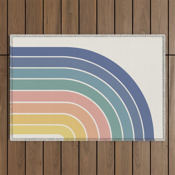 Gradient Arch XX Retro Mid Century Modern Rainbow Outdoor Rug Gallery Image 1