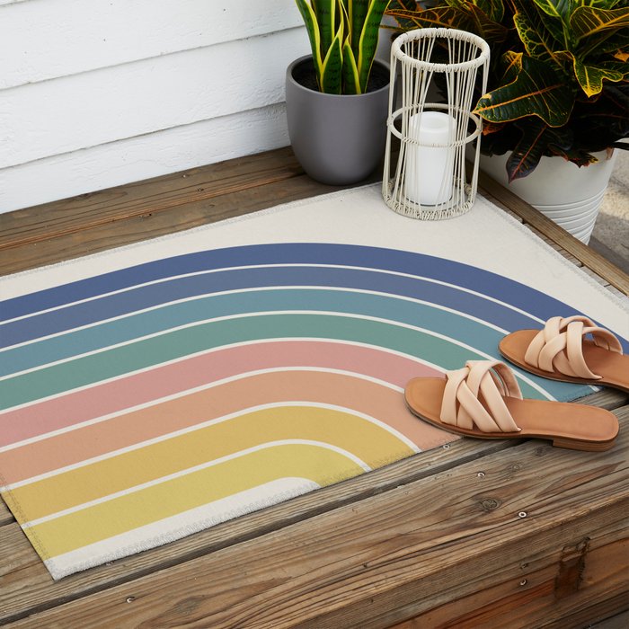 Gradient Arch XX Retro Mid Century Modern Rainbow Outdoor Rug Gallery Image 2