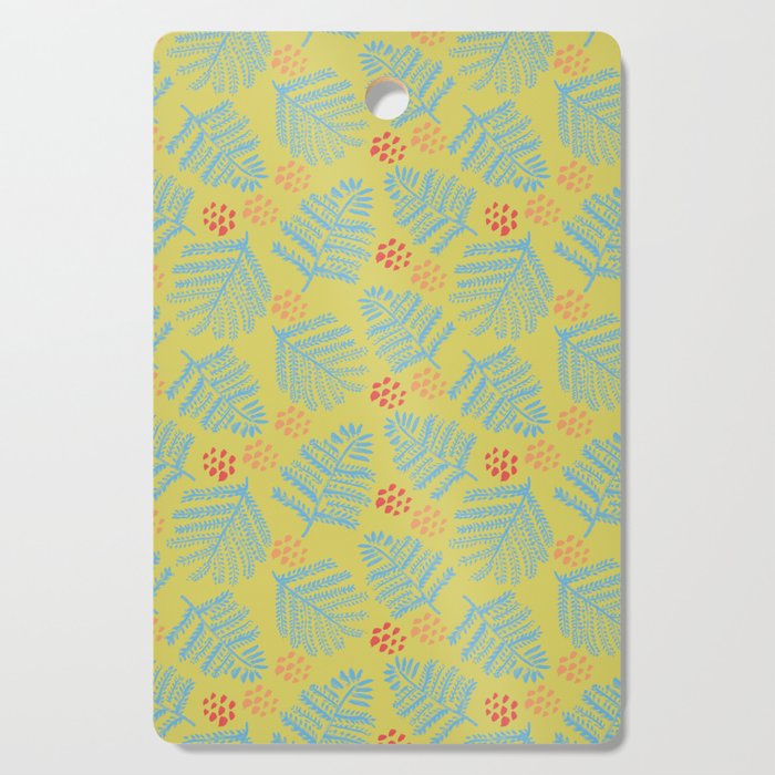 Winter & Woodsy Pine Trees in Yellow & Blue Cutting Board Gallery Image 1