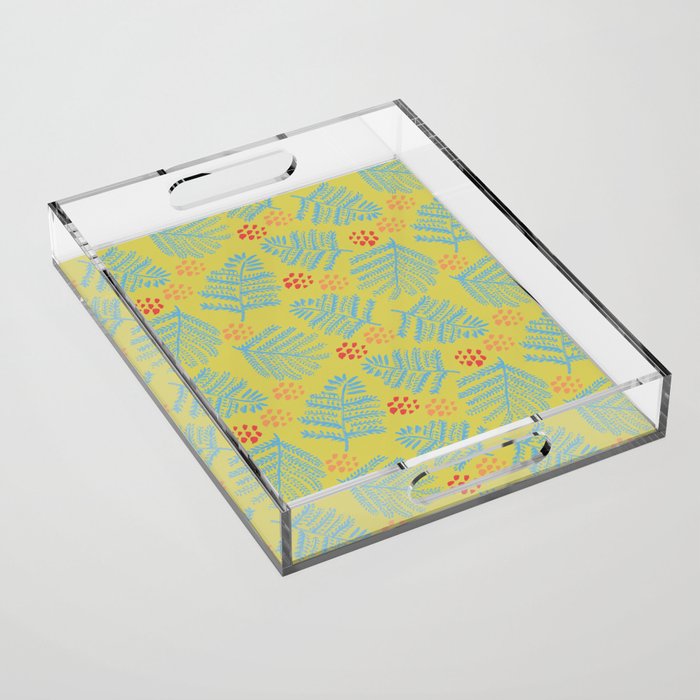 Winter & Woodsy Pine Trees in Yellow & Blue Acrylic Tray Gallery Image 1