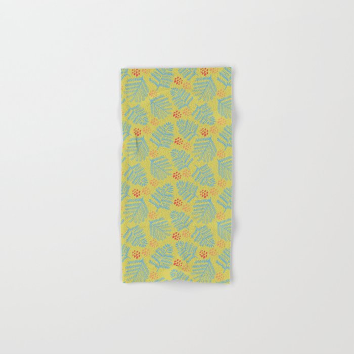 Winter & Woodsy Pine Trees in Yellow & Blue Bath Towel Gallery Image 1