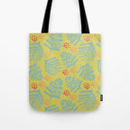 Winter & Woodsy Pine Trees in Yellow & Blue Tote Bag Gallery Image 1