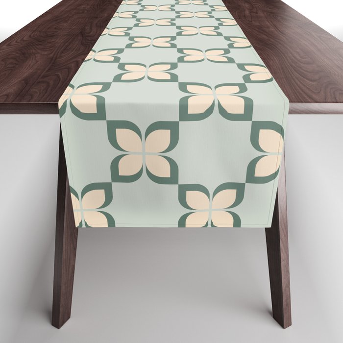 Flower check blue green Table Runner Gallery Image 1