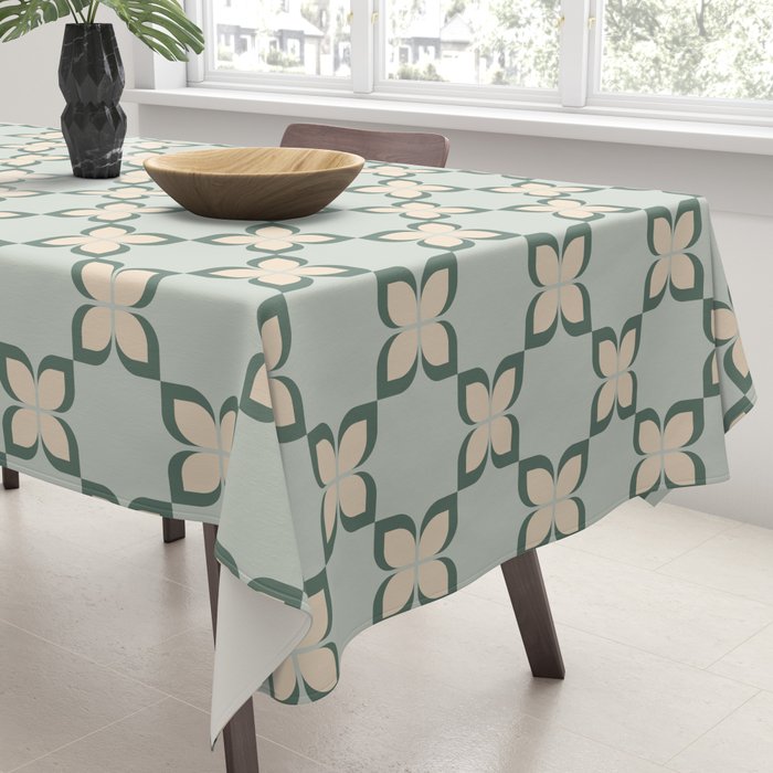 Flower check blue green Tablecloth Gallery Image 3