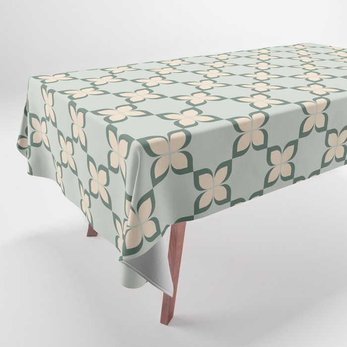 Flower check blue green Tablecloth Gallery Image 1