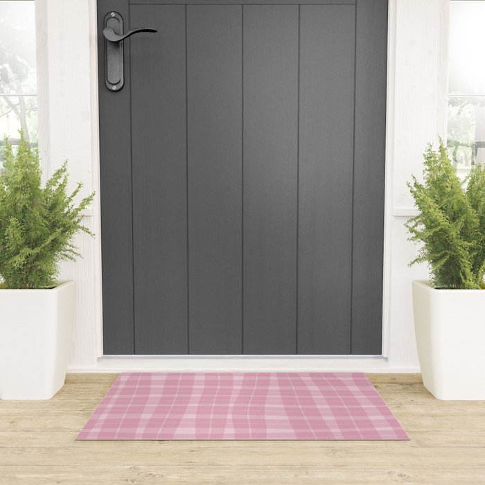 Wavy Plaid Pink Welcome Mat Gallery Image 3