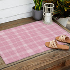 Wavy Plaid Pink Outdoor Rug Gallery Image 2