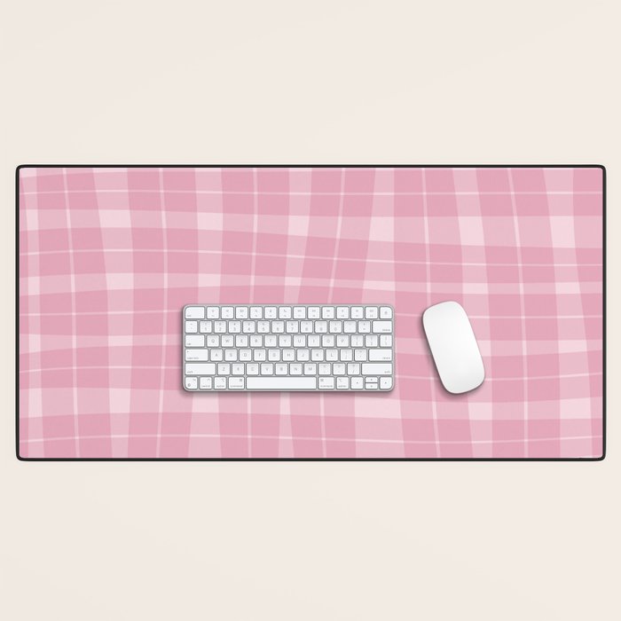 Wavy Plaid Pink Desk Mat Gallery Image 1