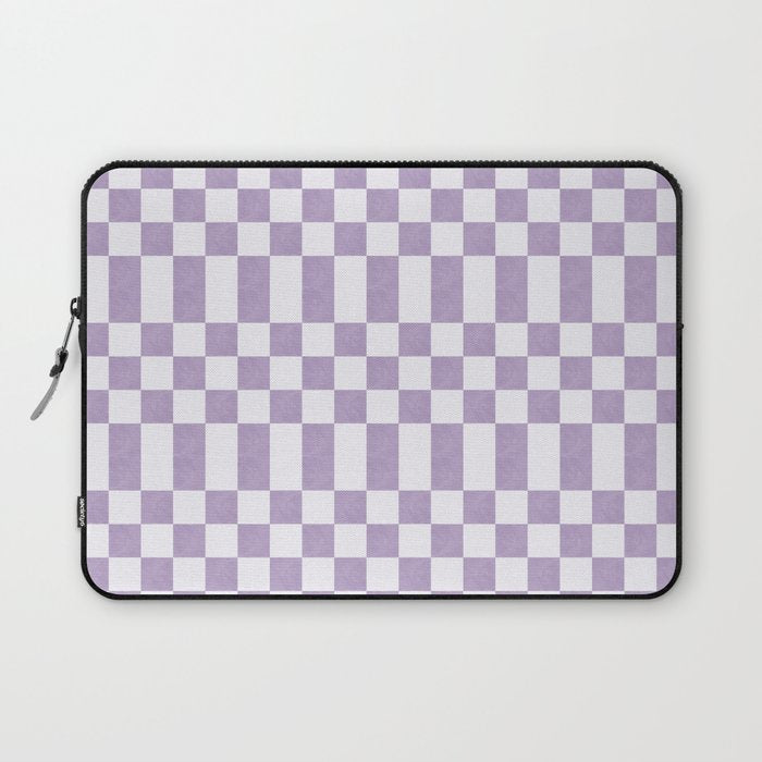 Lilac and white checkered Laptop Sleeve Gallery Image 1