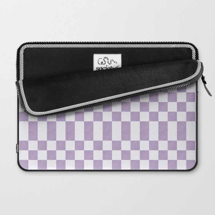 Lilac and white checkered Laptop Sleeve Gallery Image 2