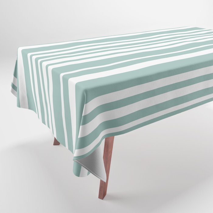 Classic Stripes XXXVII - Sage Green Tablecloth Gallery Image 1