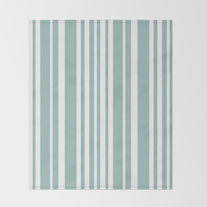 Classic Stripes XXXVII - Sage Green Throw Blanket Gallery Image 2