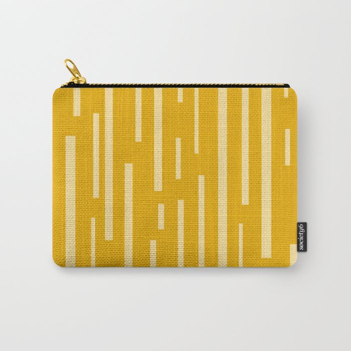 Interrupted Lines Mid-Century Modern Minimalist Abstract Geometric Pattern in Honey Mustard Carry All Pouch Gallery Image 1