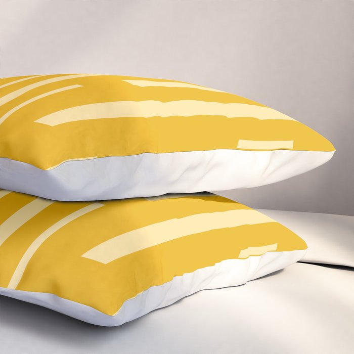 Interrupted Lines Mid-Century Modern Minimalist Abstract Geometric Pattern in Honey Mustard Pillow Sham Gallery Image 3