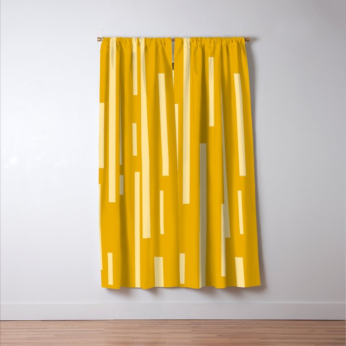 Interrupted Lines Mid-Century Modern Minimalist Abstract Geometric Pattern in Honey Mustard Window Curtain Gallery Image 3