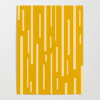 Interrupted Lines Mid-Century Modern Minimalist Abstract Geometric Pattern in Honey Mustard Poster Gallery Image 4