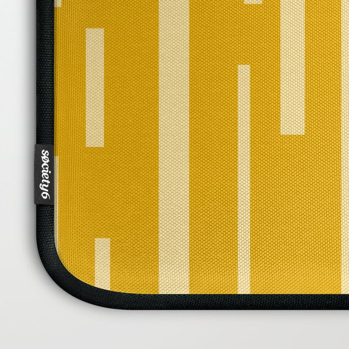 Interrupted Lines Mid-Century Modern Minimalist Abstract Geometric Pattern in Honey Mustard Laptop Sleeve Gallery Image 3