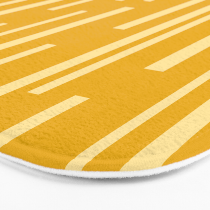 Interrupted Lines Mid-Century Modern Minimalist Abstract Geometric Pattern in Honey Mustard Bath Mat Gallery Image 3
