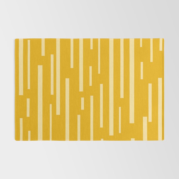 Interrupted Lines Mid-Century Modern Minimalist Abstract Geometric Pattern in Honey Mustard Rug Gallery Image 2