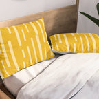 Interrupted Lines Mid-Century Modern Minimalist Abstract Geometric Pattern in Honey Mustard Pillow Sham Gallery Image 2