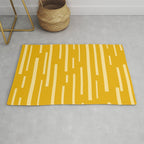 Interrupted Lines Mid-Century Modern Minimalist Abstract Geometric Pattern in Honey Mustard Rug Gallery Image 1