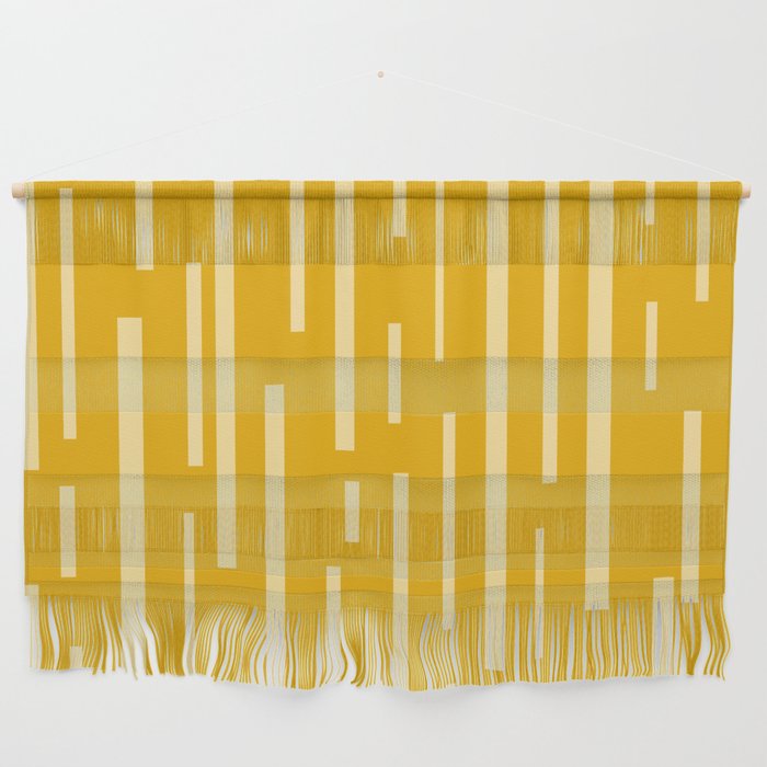 Interrupted Lines Mid-Century Modern Minimalist Abstract Geometric Pattern in Honey Mustard Wall Hanging Gallery Image 1