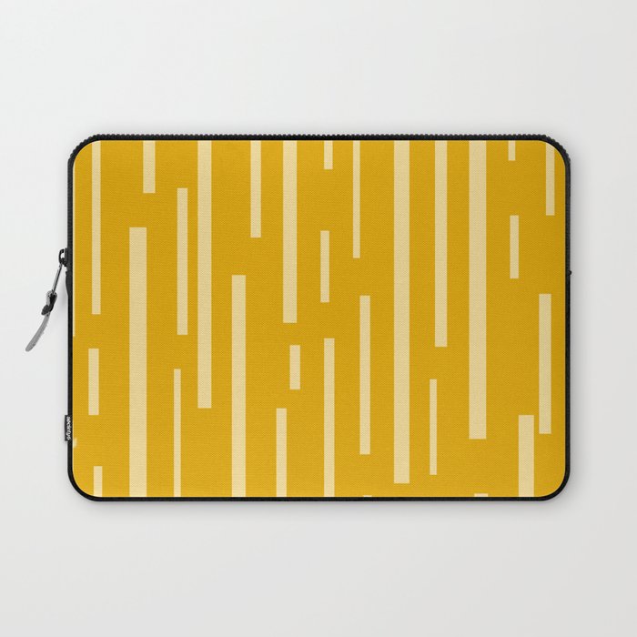 Interrupted Lines Mid-Century Modern Minimalist Abstract Geometric Pattern in Honey Mustard Laptop Sleeve Gallery Image 1